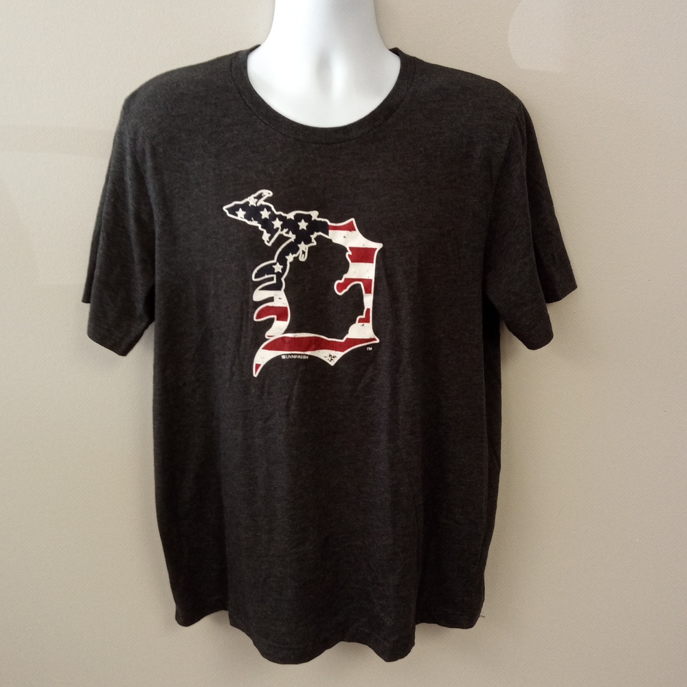 LivnFresh Men's Gray Detroit Michigan Patriotic T-Shirt Size XL
